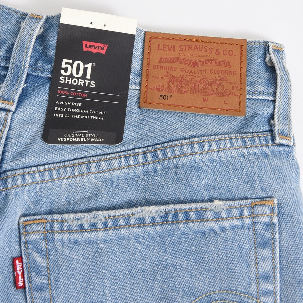 Levi's 501 Mid Thigh Light Wash Denim Shorts - Picture 6 of 7